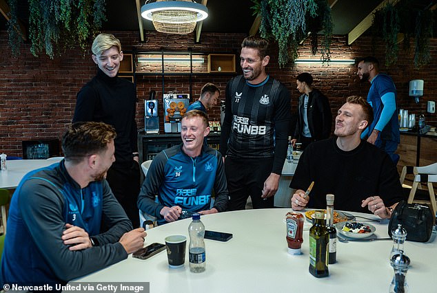 The 21-year-old was pictured meeting some of his team-mates on Sunday afternoon