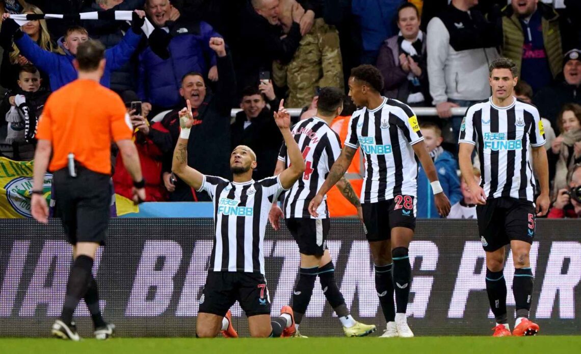 Newcastle midfielder Joelinton celebrates his goal