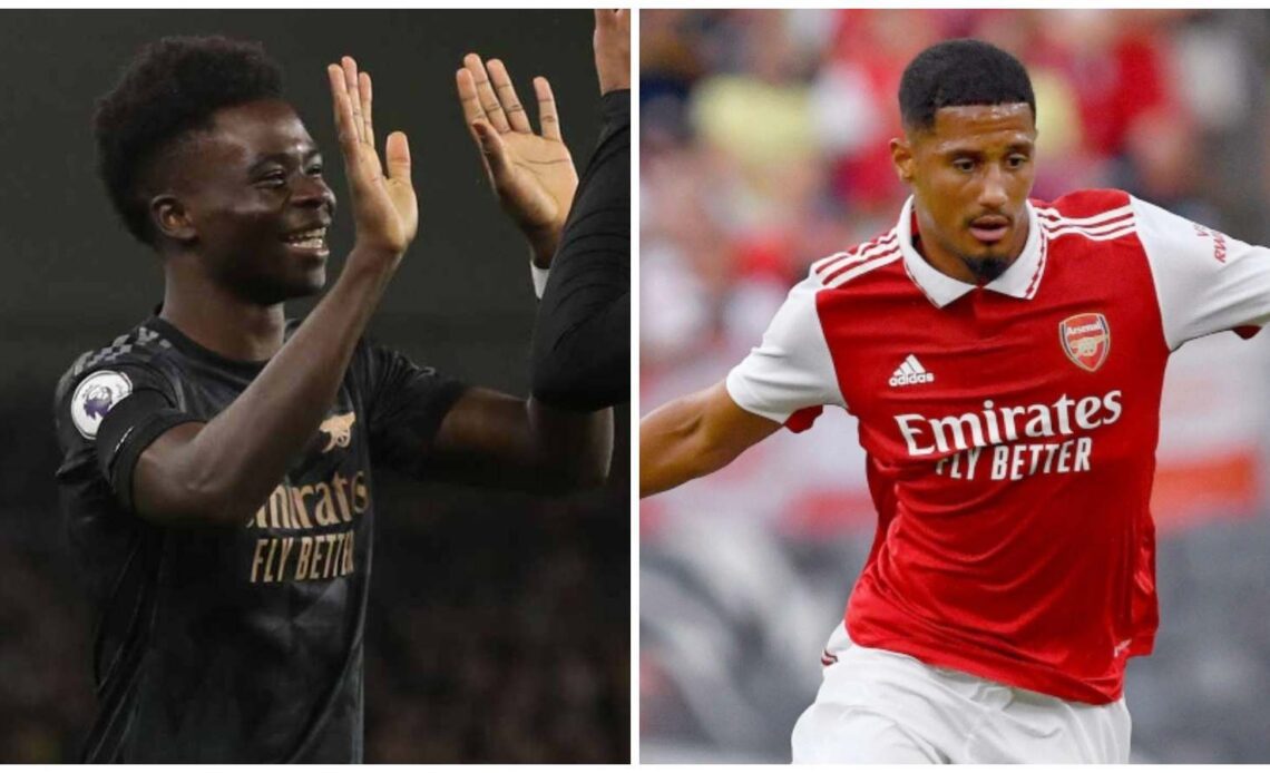 Arsenal players Bukayo Saka and William Saliba