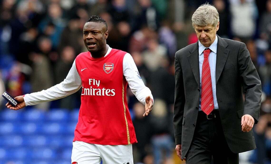Arsenal captain William Gallas and manager Arsene Wenger