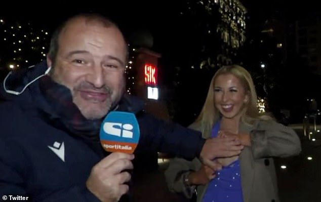 Italian journalist Tancredi Palmeri was interrupted on TV in Milan by wild Hearts fan Natasha