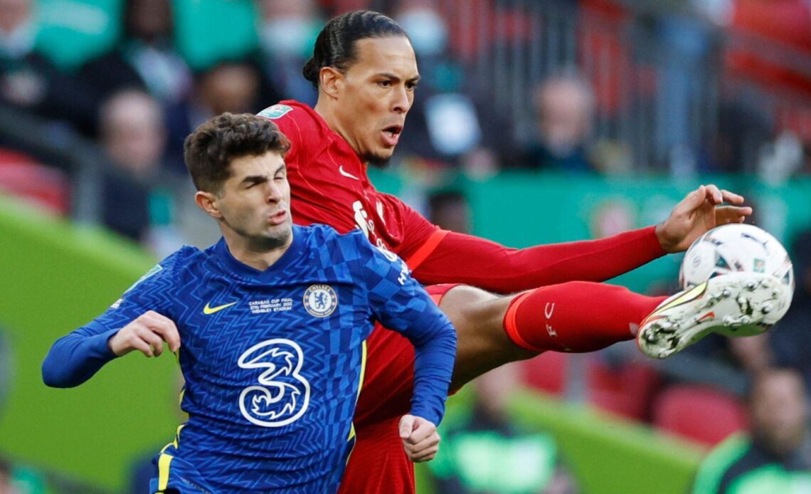 Chelsea forward Christian Pulisic and Liverpool defender Virgil van Dijk