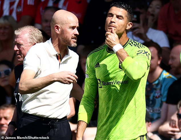 Man United fans have insisted Erik ten Hag (L) was right all along about Cristiano Ronaldo (R)