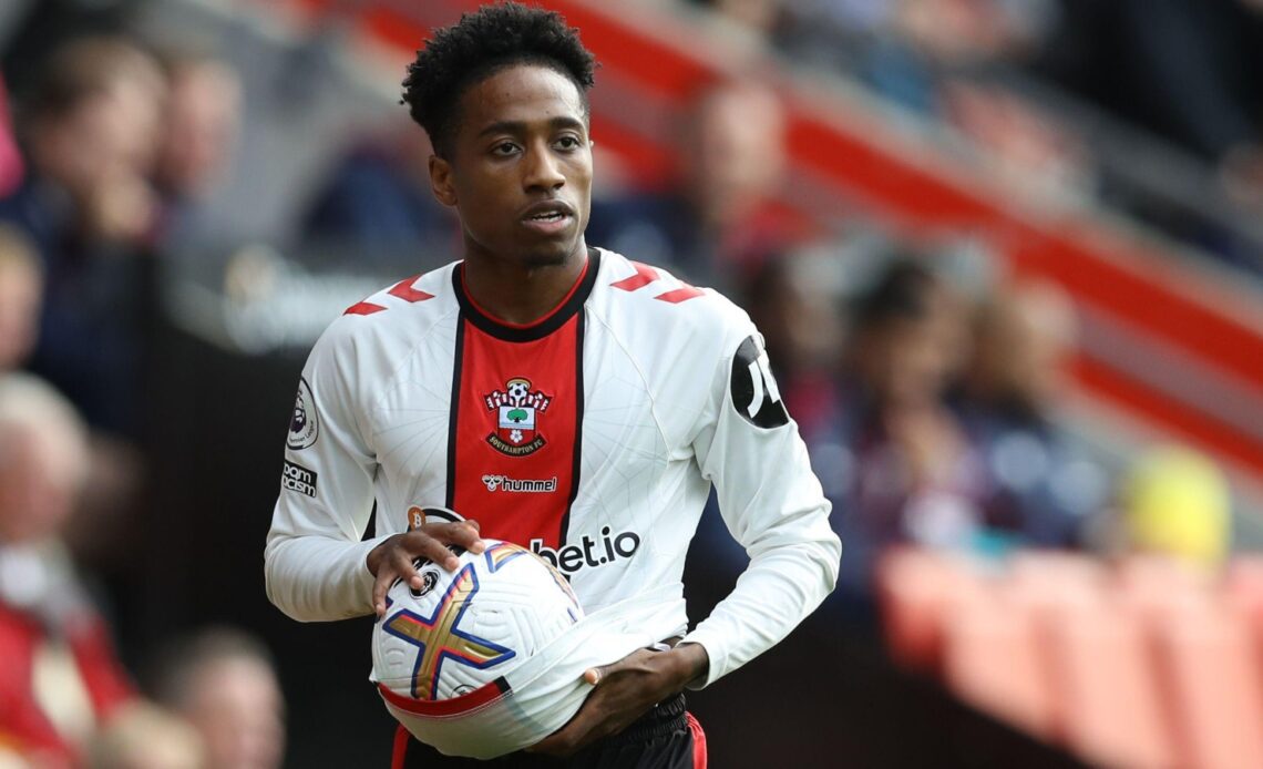 Kyle Walker-Peters of Southampton prepares to take a throw-in.