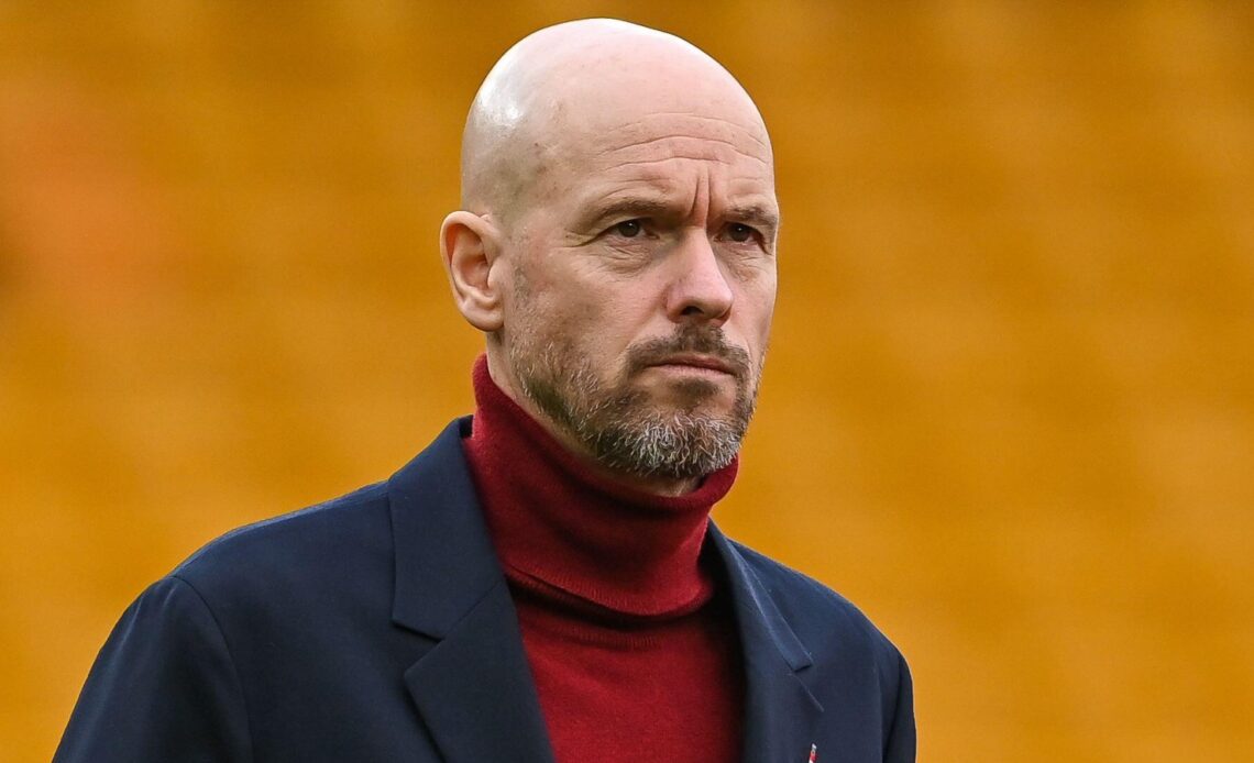 Man Utd boss Erik ten Hag walks out onto the pitch at Molineux