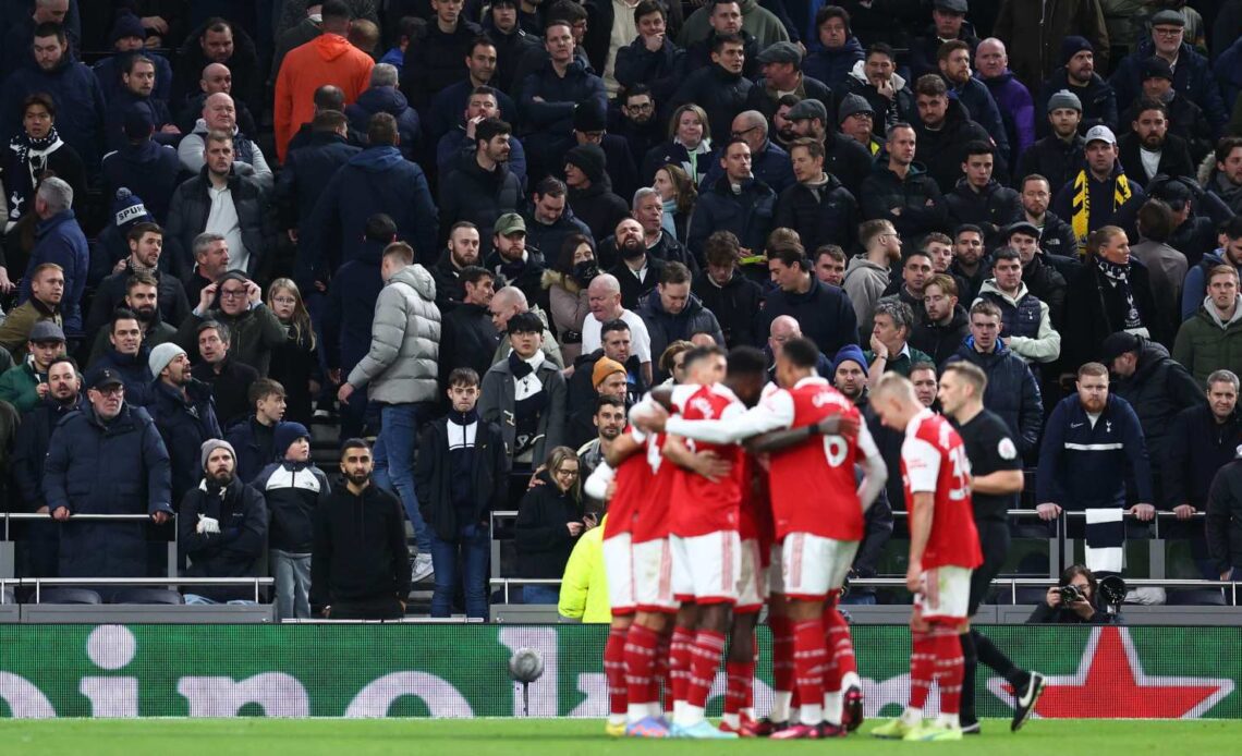 Spurs v Arsenal - Arsenal players celebrate their goal