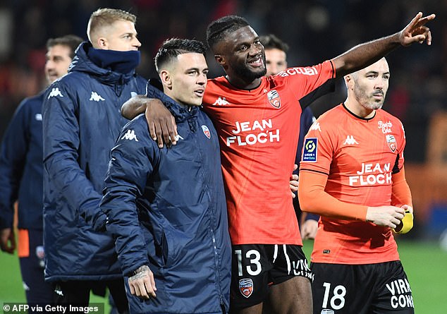 West Ham retain an interest in signing Lorient's Nigerian forward Terem Moffi (centre)