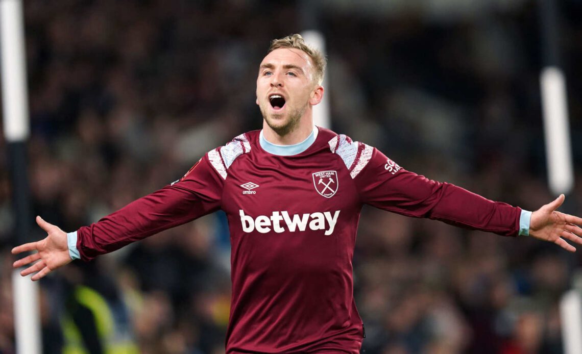 Jarrod Bowen after scoring for West Ham United at Derby County in the FA Cup