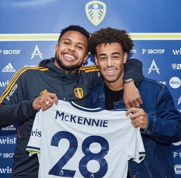 McKennie's USA teammate Tyler Adams was on hand to welcome the new Leeds signing