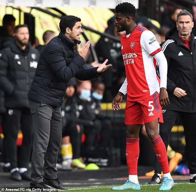 Mikel Arteta (left) has been desperate to add a midfielder to his ranks during the January transfer window as both Thomas Partey (right) and Mohamed Elneny are currently out injured