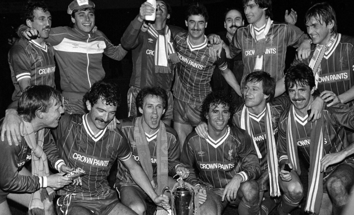 Liverpool celebrate winning the Milk Cup in 1984.