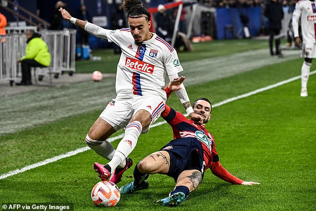 Chelsea new boy Malo Gusto suffered a hamstring injury for Lyon in their game against Lille