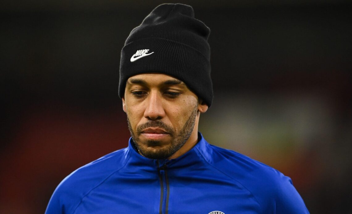 Chelsea striker Pierre-Emerick Aubameyang takes part in a pre-match warm-up