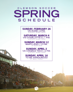 Clemson United Announces Spring Schedule – Clemson Tigers Official Athletics Site