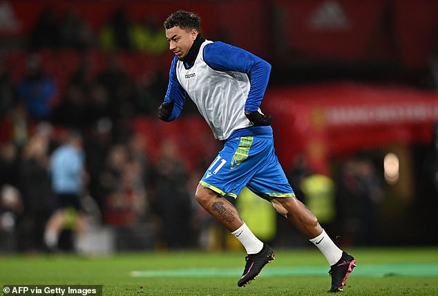 Jesse Lingard (pictured) was injured in the warm-up ahead of Forest's Carabao Cup semi-final second leg against his old team Manchester United