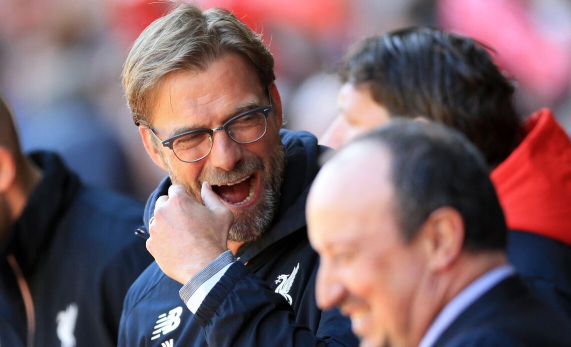 Liverpool boss Jurgen Klopp and Rafa Benitez share a joke