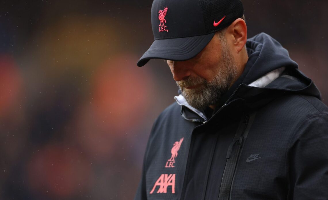 Liverpool manager Jurgen Klopp looks dejected after a defeat