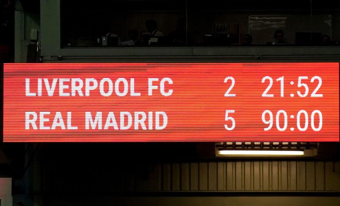 The final score between Liverpool and Real Madrid