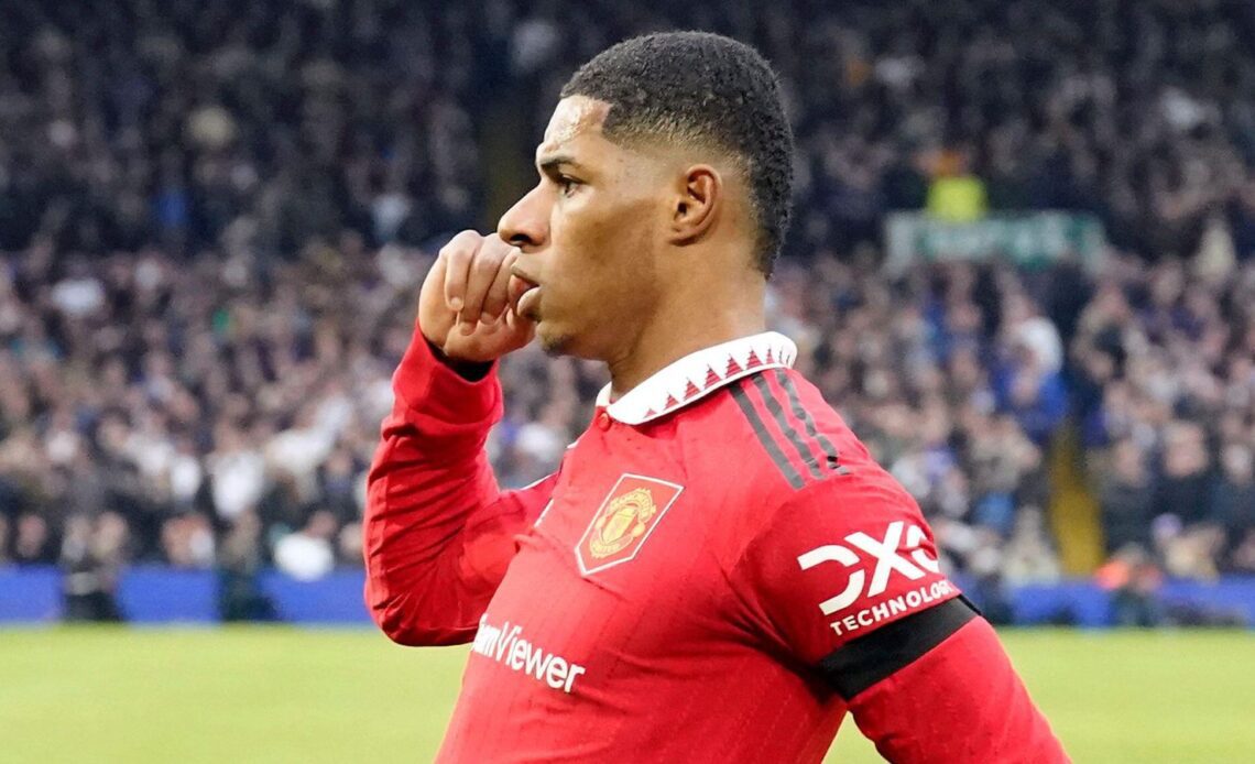 Man Utd striker Marcus Rashford celebrates his goal