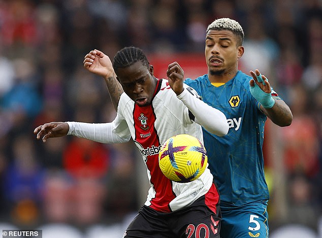 Mario Lemina (right) was sent off for Wolves against Southampton on Saturday afternoon