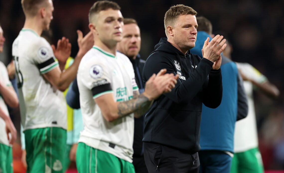 Eddie Howe applauds the Newcastle fans after the draw with Bournemouth.