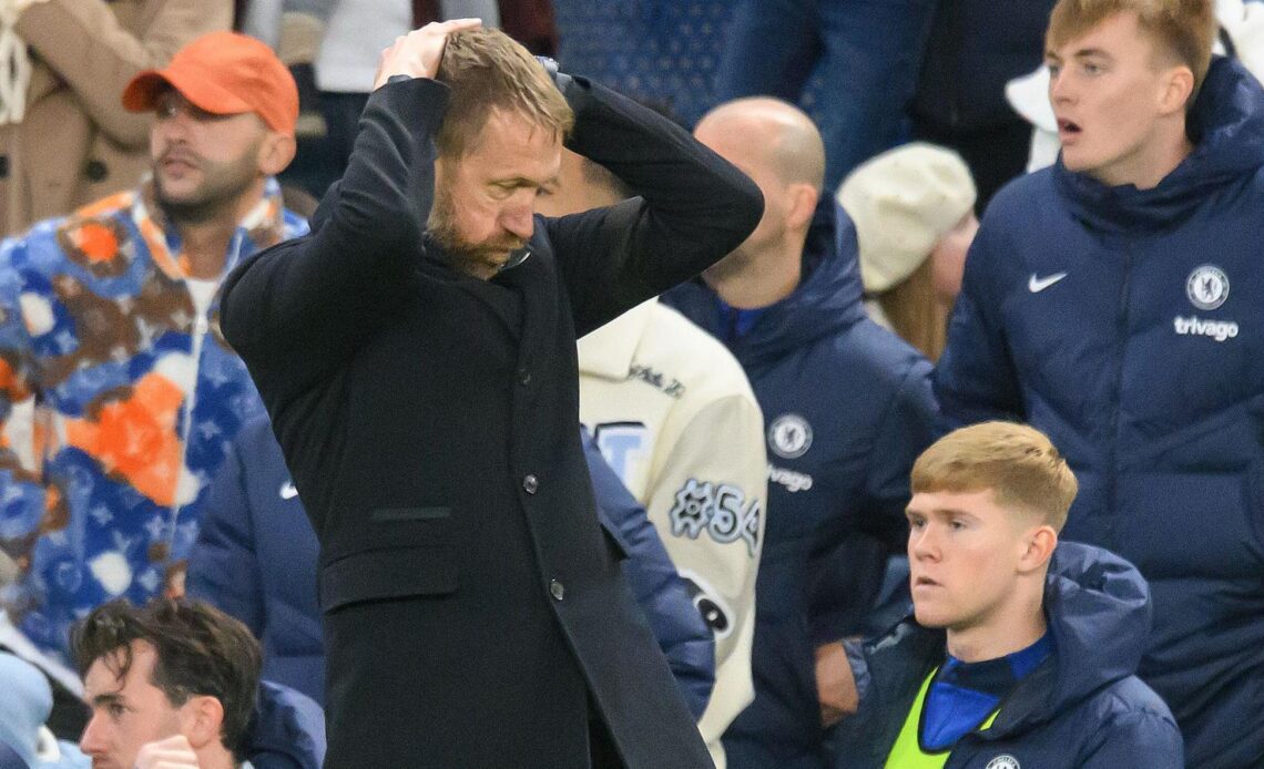 Chelsea manager Graham Potter looks dismayed during a Premier League defeat to Southampton