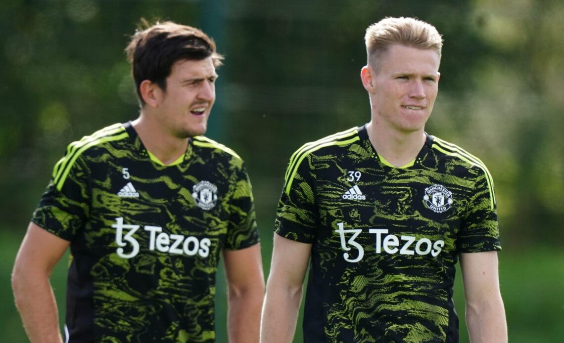 Reported West Ham targets Scott McTominay and Harry Maguire during a training session