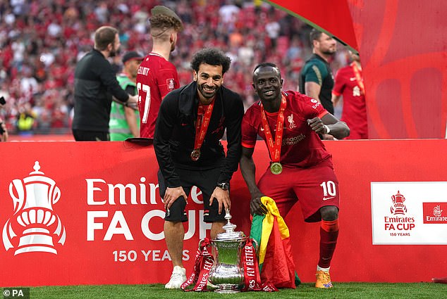Mane (pictured with former teammate Mo Salah) won six major trophies during six years on Merseyside, claiming every major club honour