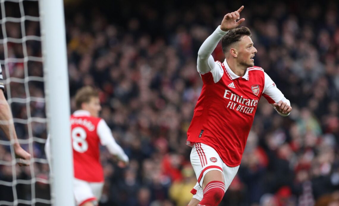 Arsenal defender Ben White celebrates his goal