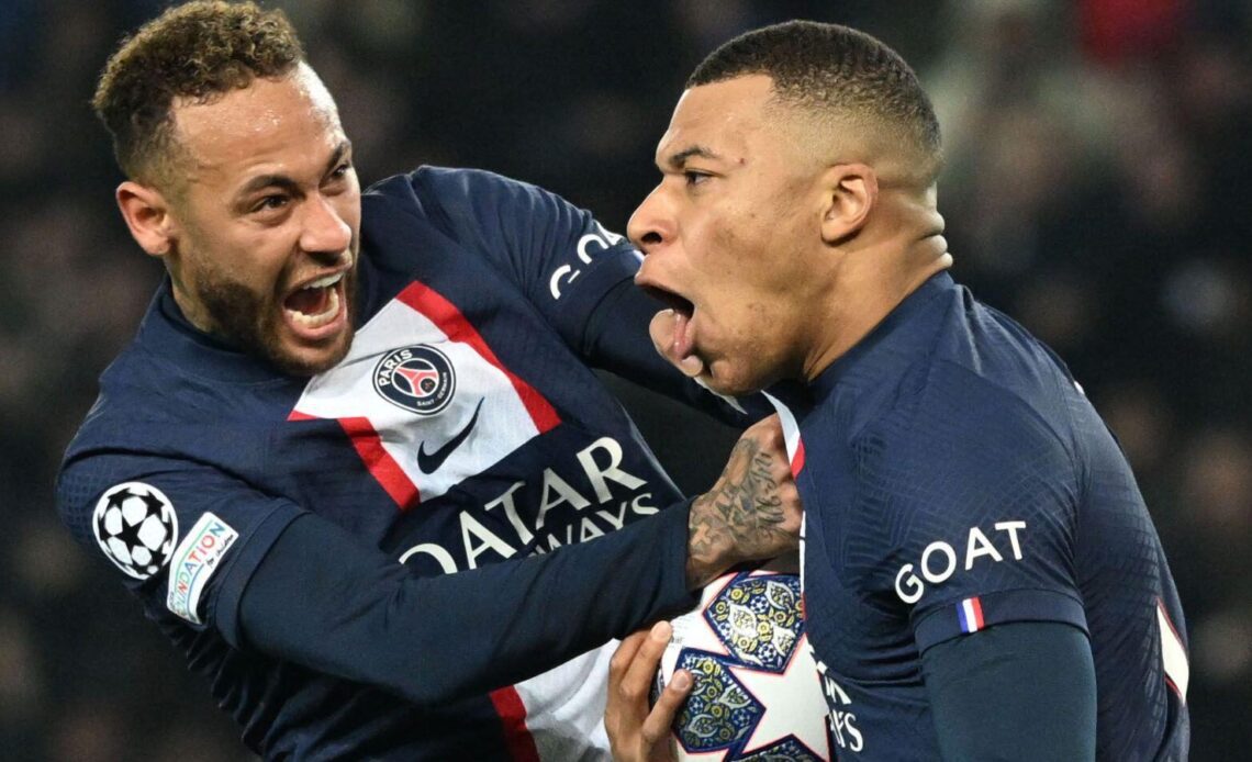 Arsenal news: Neymar celebrates a goal with Kylian Mbappe
