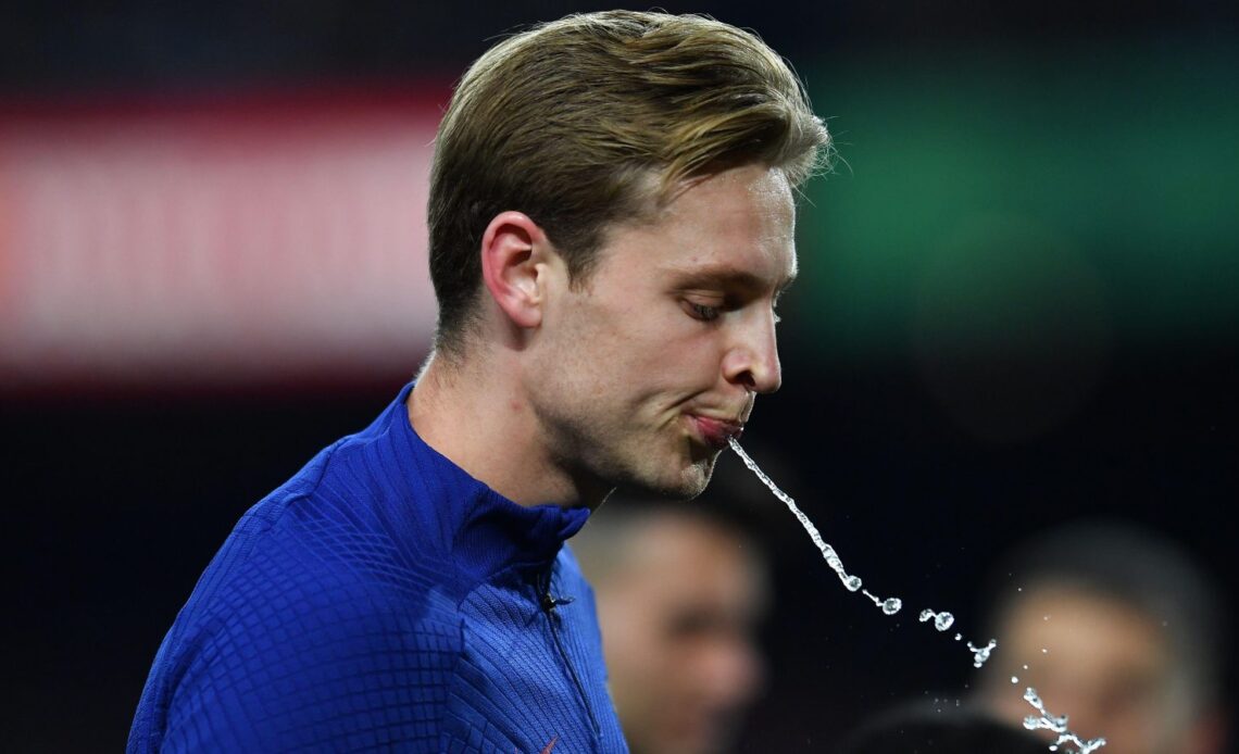 Man Utd target Frenkie de Jong spits water out
