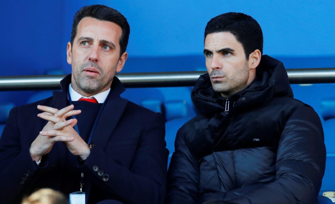 Arsenal technical director Edu and Mikel Arteta talk