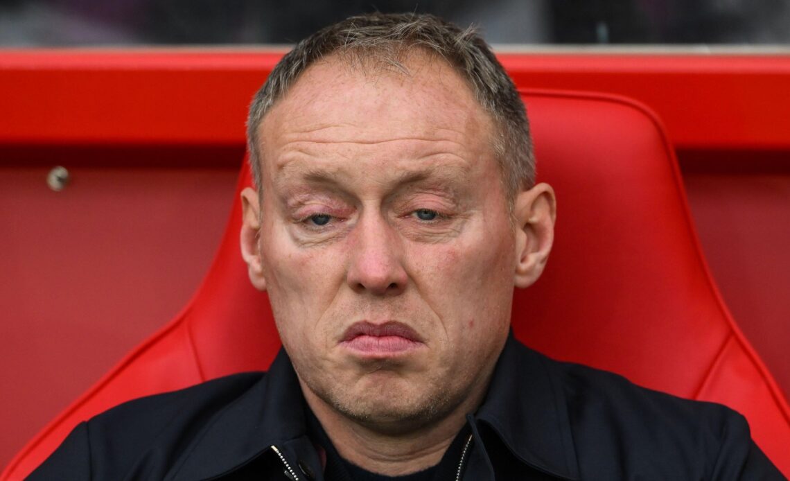 Nottm Forest manager Steve Cooper sat on the bench before a game