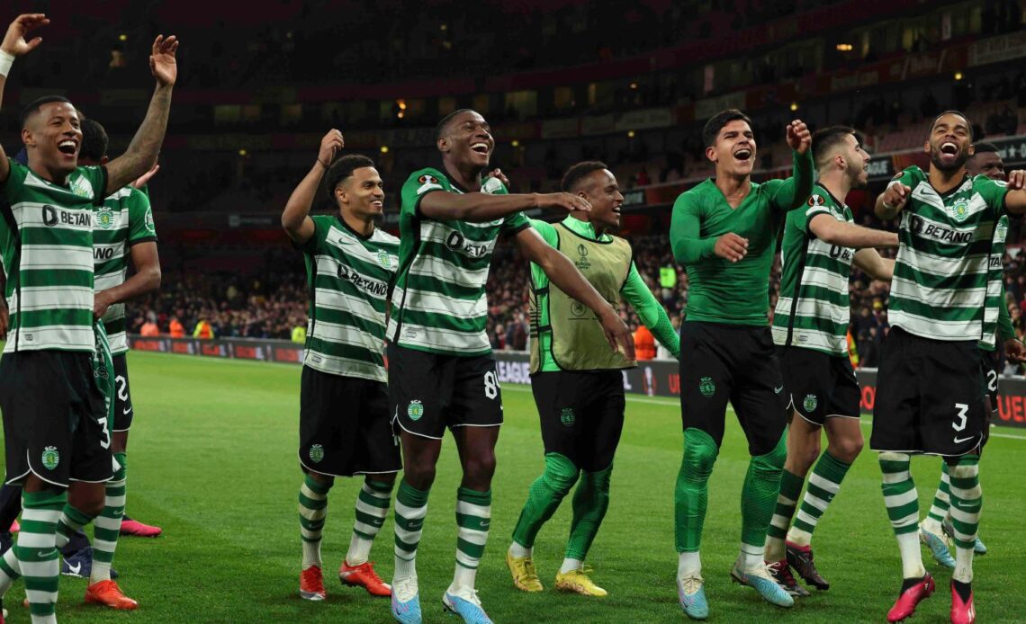 Arsenal v Sporting - Sporting players celebrate their win