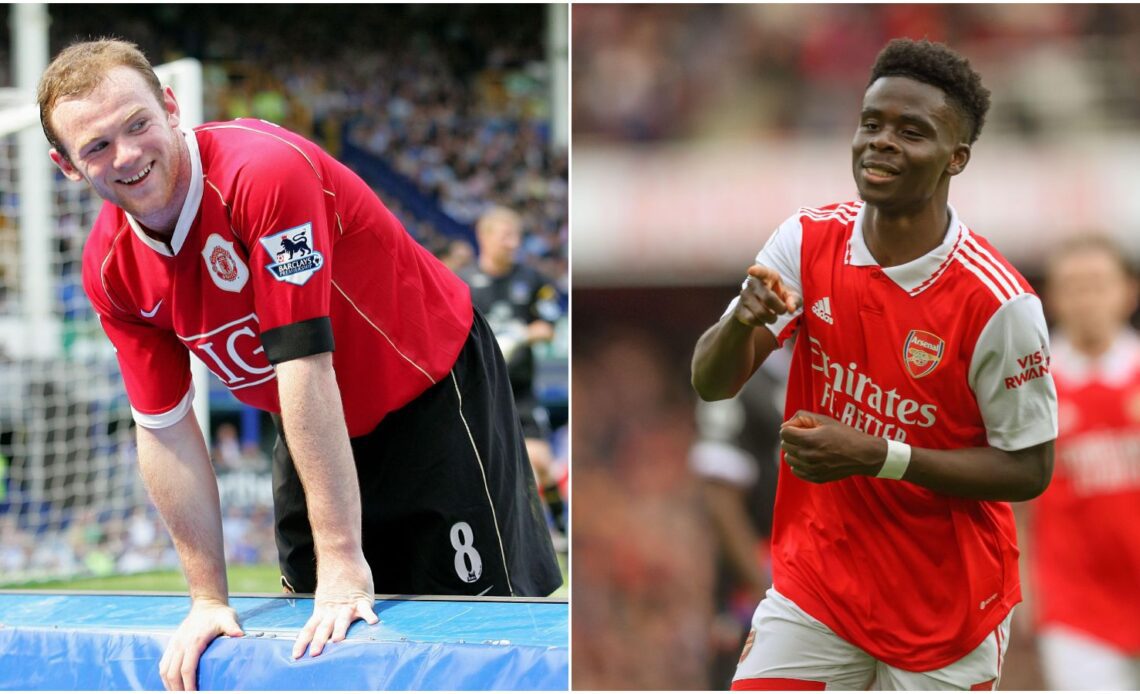 Wayne Rooney and Bukayo Saka