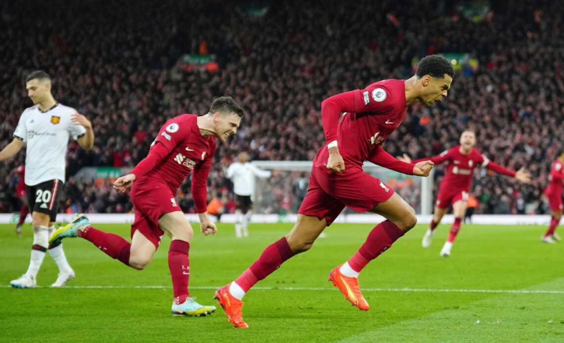Liverpool forward Cody Gakpo celebrates his goal
