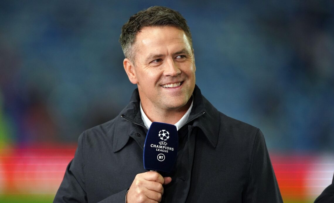 Michael Owen working for BT Sport before the UEFA Champions League match between Rangers and Liverpool at Ibrox, Glasgow, October 2022.