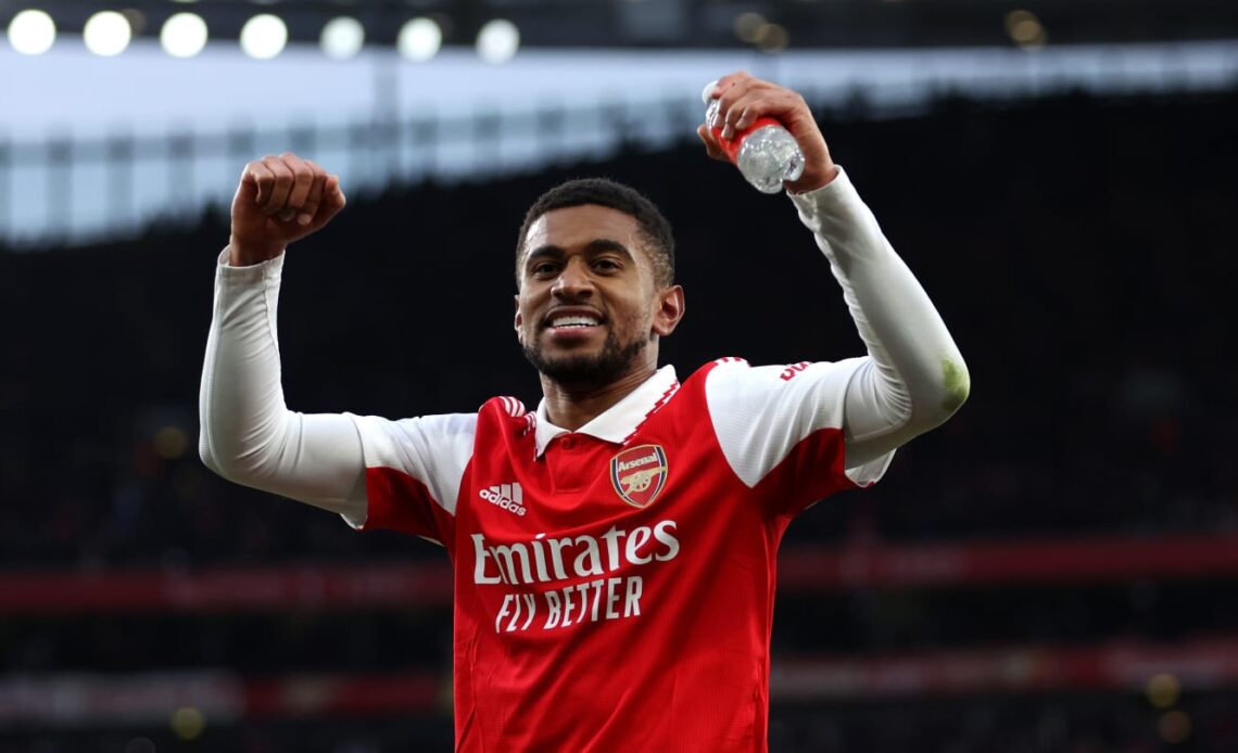 Reiss Nelson reacts to scoring Arsenal's winning goal against Bournemouth