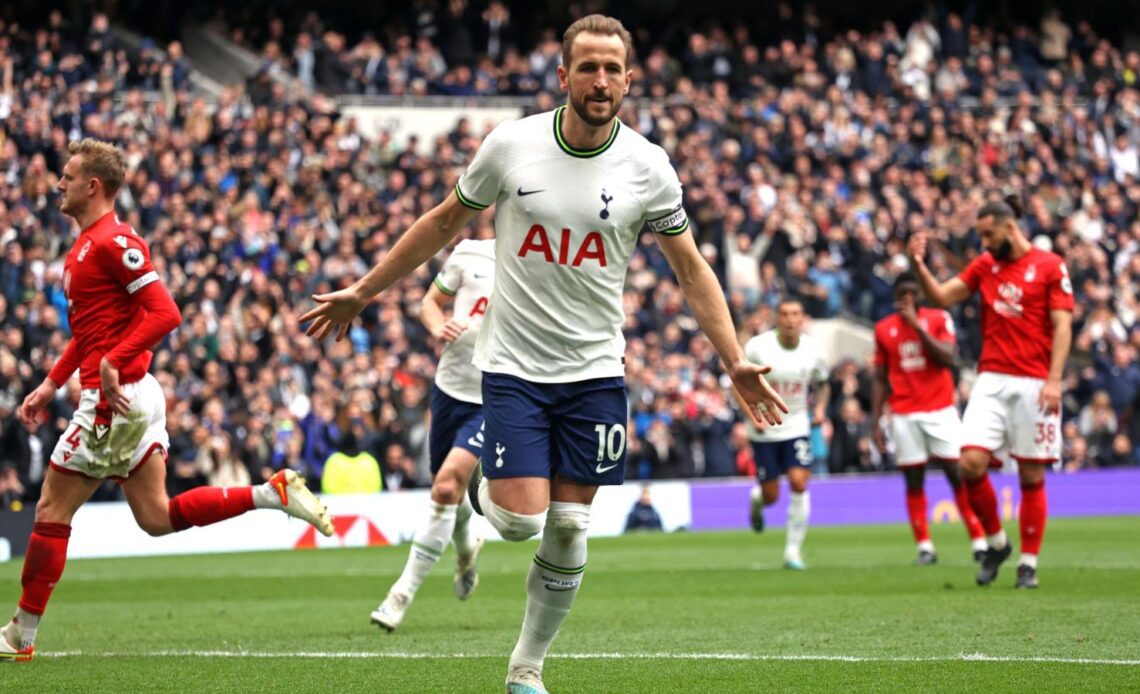 Tottenham striker Harry Kane celebrates scoring a goal