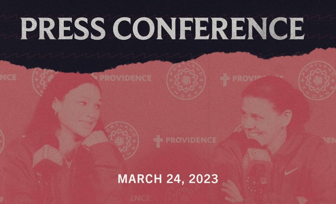 Sophia Smith and Christine Sinclair ahead of the 2023 NWSL season opener | Press Conference