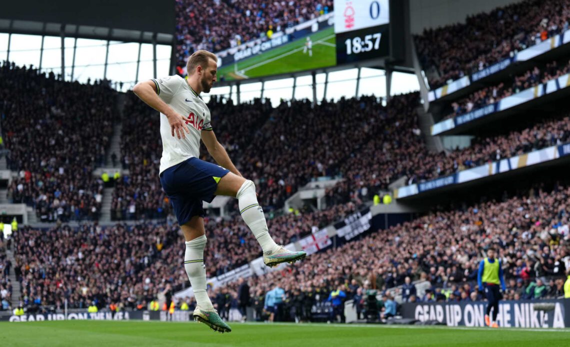 Harry Kane after giving Spurs the lead against Nottingham Forest in the Premier League
