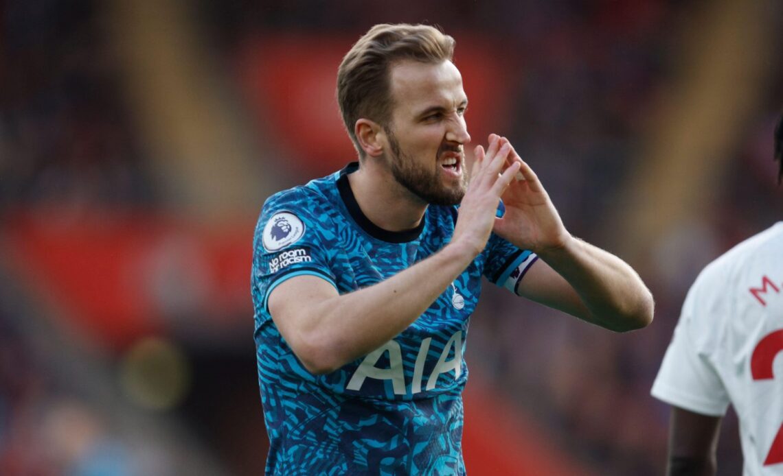 Tottenham boss Harry Kane looks frustrated