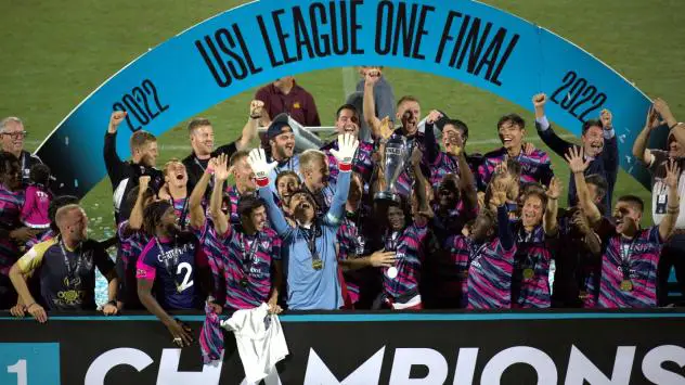 South Georgia Tormenta FC celebrates its 2022 USL League One Final victory