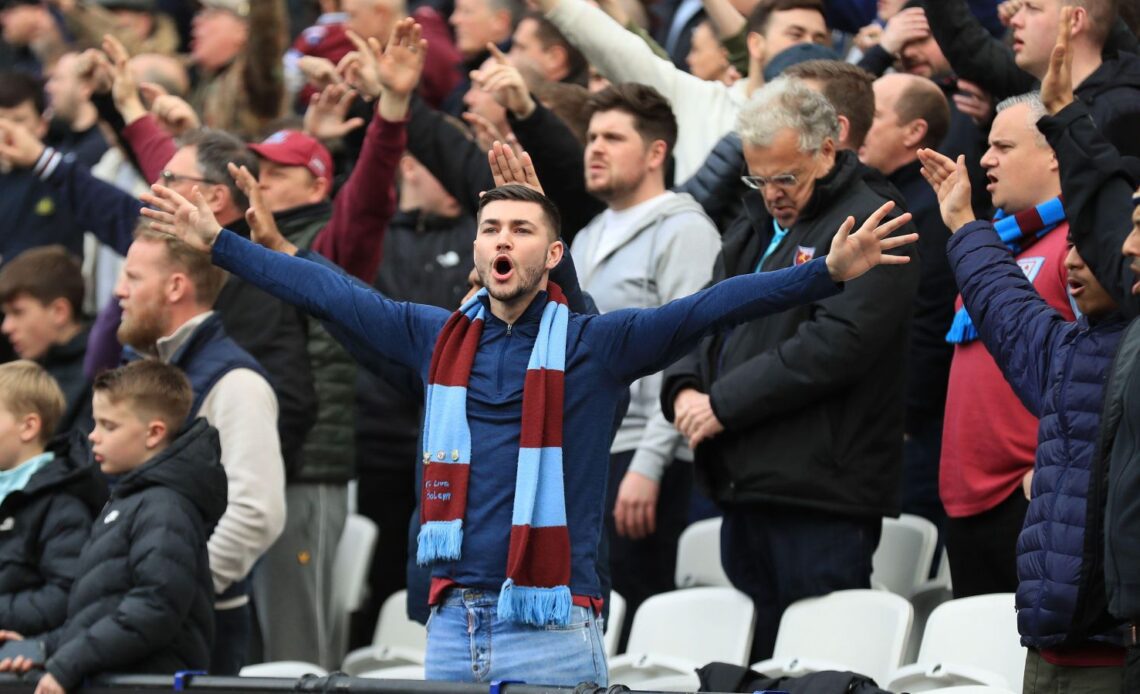 West Ham fans sing in support of the team