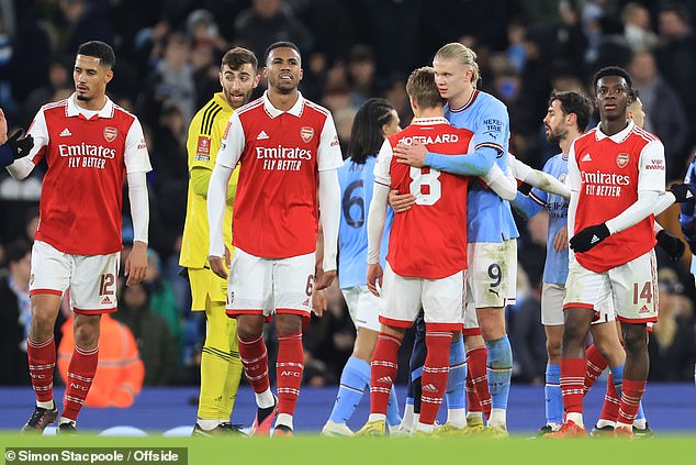 Haaland's Manchester City and Martin Odegaard's (No 8) Arsenal face off on Wednesday night in the most important game of the entire domestic season