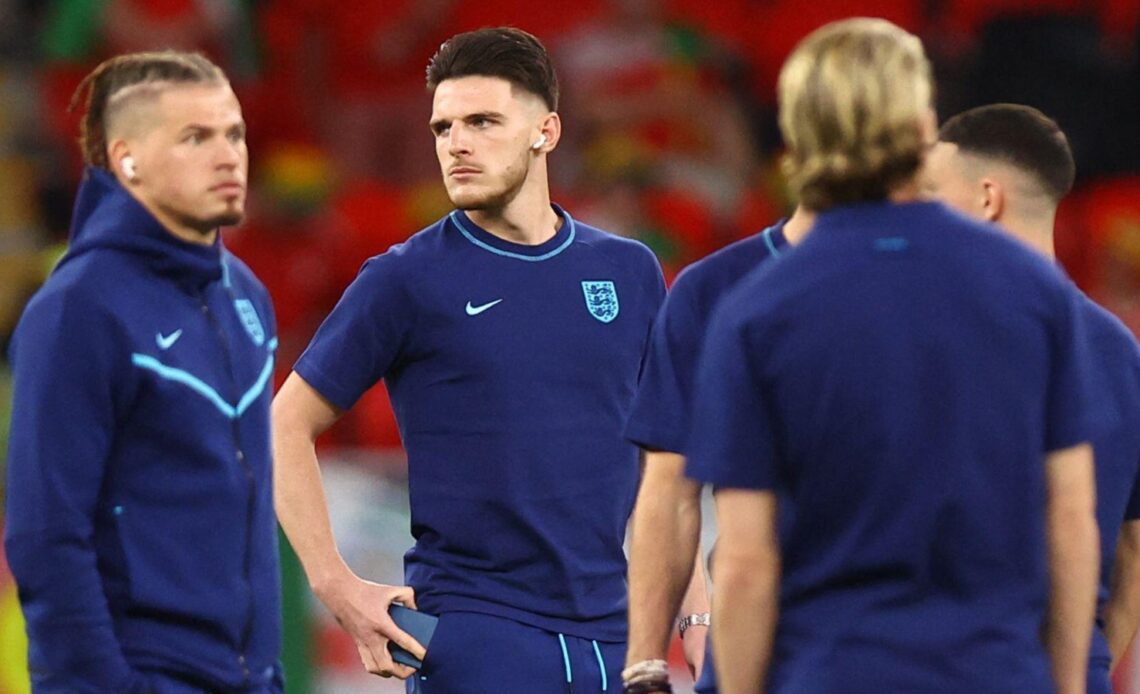 Reported Arsenal target Declan Rice and Kalvin Phillips at the Qatar World Cup