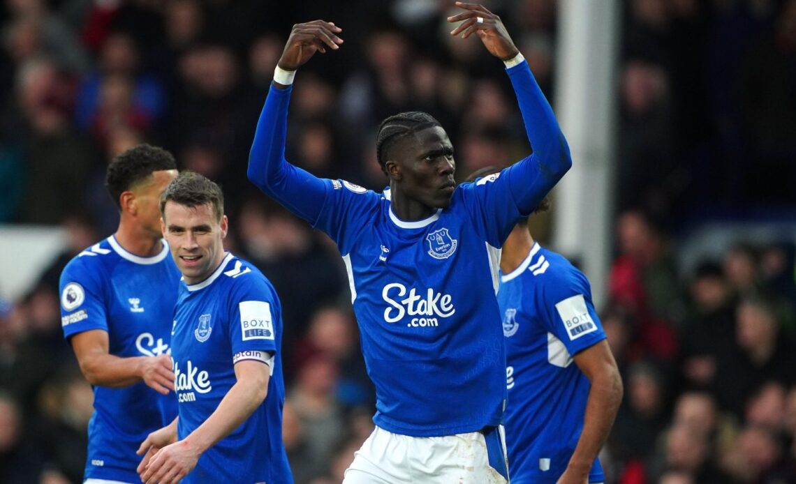 Arsenal target Amadou Onana celebrates scoring a goal