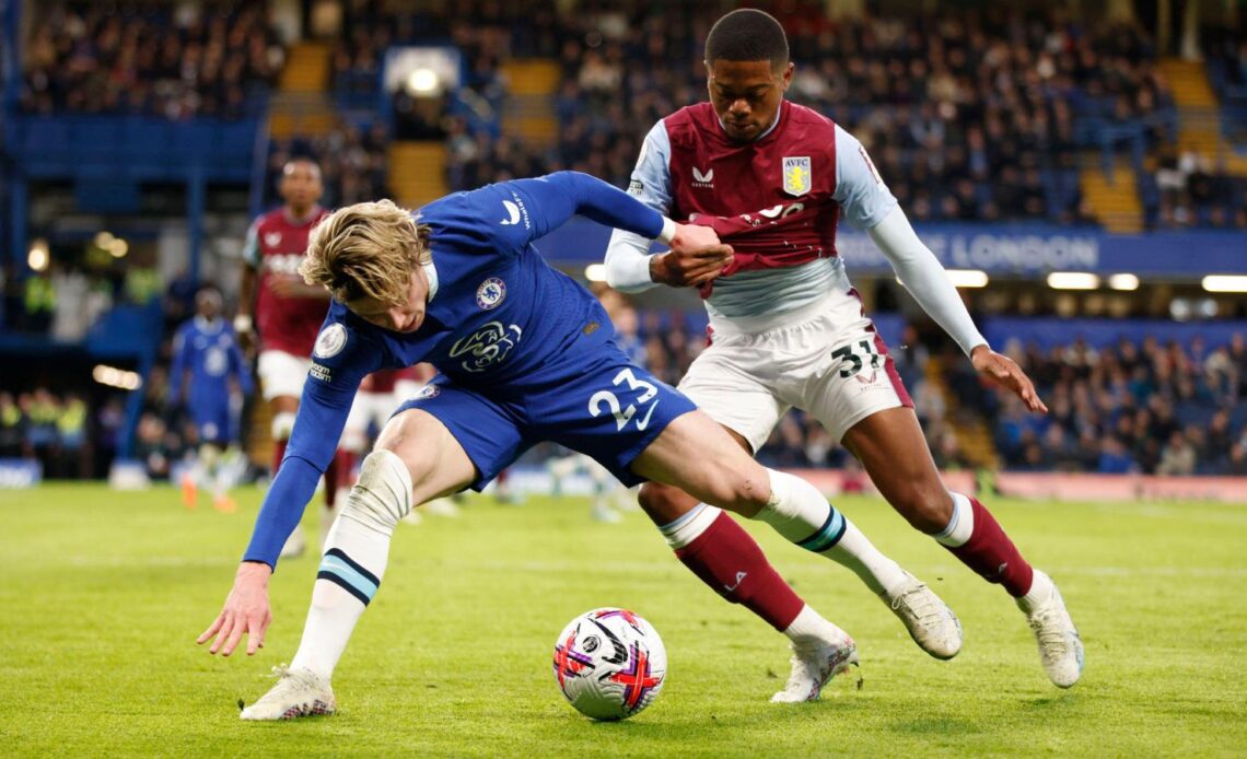 Chelsea midfielder Conor Gallagher battles for the ball