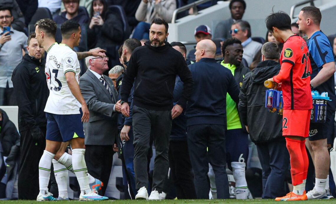 Roberto De Zerbi during his bust-up with Cristian Stellini