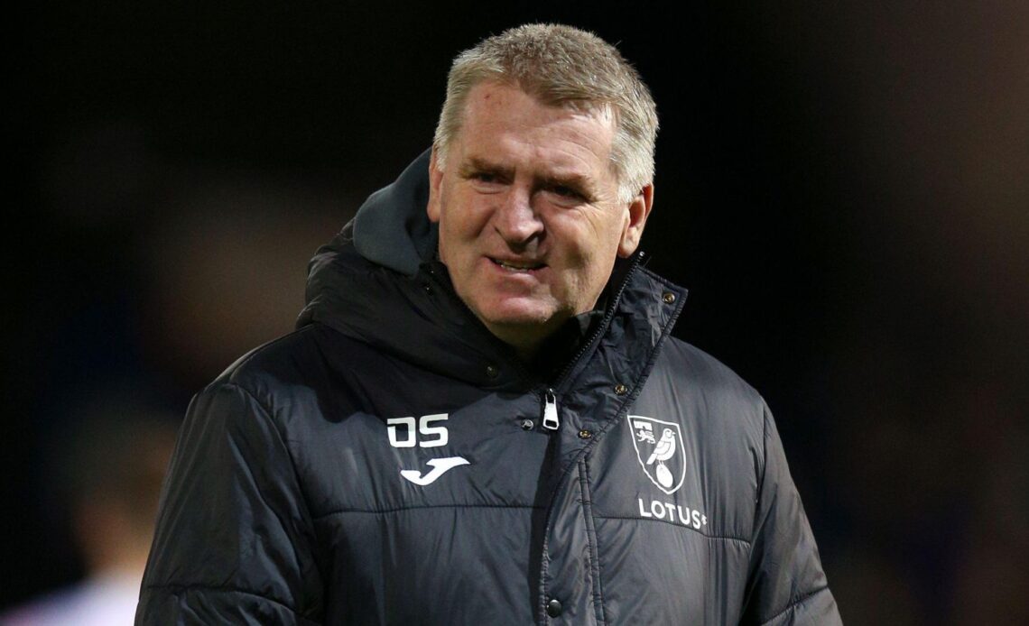 Incoming Leicester boss Dean Smith looks glum